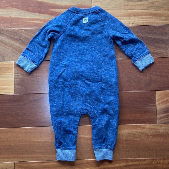 Baby GAP 6-12M Blue Heather Long sleeve 100% Cotton Sweatshirt Romper - Picture 7 of 11